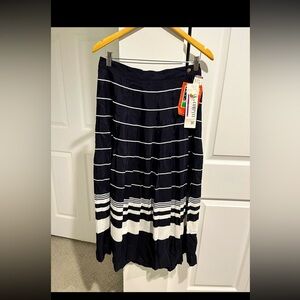 SK & Company Vintage Nautical Pleated Side Zip Maxi Skirt-Summer-Stripes-NWT